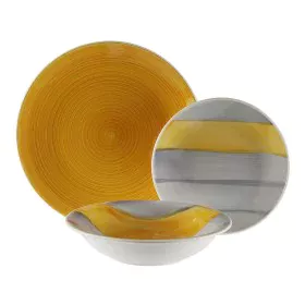 Dinnerware Set Versa Leanne Yellow Stoneware 26,5 x 26,5 cm 18 Pieces by Versa, Combination Sets - Ref: S3412412, Price: 39,4...