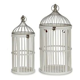 Cage Ronde Blanc Bois (2 Pièces) de Gift Decor, Objets de décoration - Réf : S3604671, Prix : 62,42 €, Remise : %