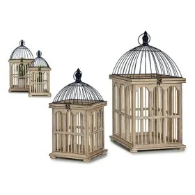 Cage Squared Wood Natural (2 Pieces) by Gift Decor, Ornaments - Ref: S3604672, Price: 62,42 €, Discount: %