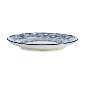 Plato Llano Rayas Porcelana Azul Blanco 24 x 2,8 x 24 cm de Vessia, Platos y fuentes - Ref: S3605162, Precio: 4,72 €, Descuen...