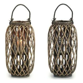 Candleholder Brown wicker Glass 11,5 x 12 cm by Gift Decor, Candelabras and candle holders - Ref: S3606134, Price: 20,62 €, D...