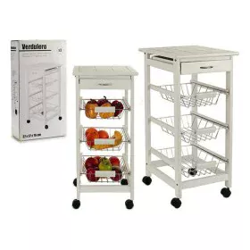 Vegetable trolley 3 tier stand White Metal Pine Tile 37 x 76 x 37 cm by Kinvara, Shelving & Storage - Ref: S3606472, Price: 4...