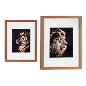 Pintura Tigre Leão Cristal Bronze Aglomerado (33 x 3 x 43 cm) de Gift Decor, Frontões decorativos - Ref: S3606486, Preço: 13,...