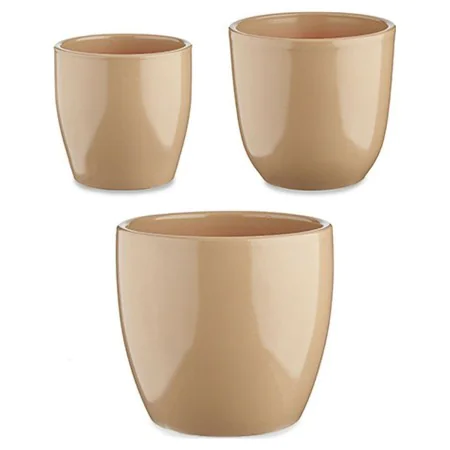 Set de pots Beige Argile (3 Pièces) (22,5 x 18,5 x 22,5 cm) de Ibergarden, Pots de fleurs - Réf : S3606588, Prix : 13,62 €, R...