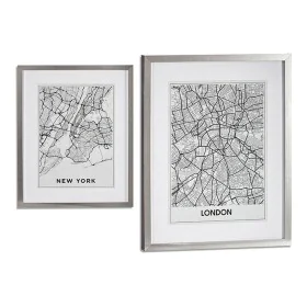 Painting London New York Silver Wood Glass (43 x 3 x 53 cm) by Gift Decor, Wall Pediments - Ref: S3608320, Price: 16,99 €, Di...