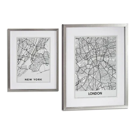 Cuadro Londres New York Plata Madera Vidrio (43 x 3 x 53 cm) de Gift Decor, Frontones decorativos - Ref: S3608320, Precio: 15...