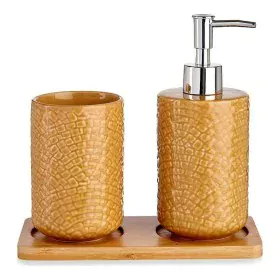 Bath Set Squares Ceramic Bamboo Camel (3 pcs) by Berilo, Bathroom Accessory Sets - Ref: S3608914, Price: 11,53 €, Discount: %