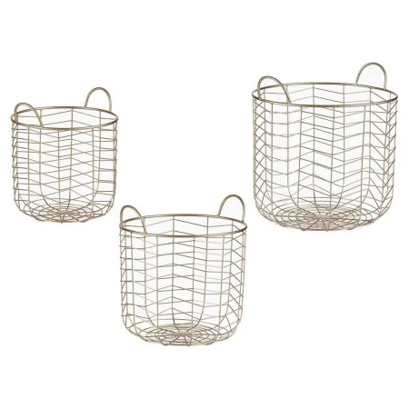 Lot de paniers Doré Métal (3 pcs) de Gift Decor, Boîtes - Réf : S3609028, Prix : 43,04 €, Remise : %