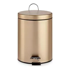 Papelera con Pedal Dorado Metal Plástico 5 L (20,5 x 27,5 x 26,5 cm) de Berilo, Cubos de basura para baño - Ref: S3609375, Pr...