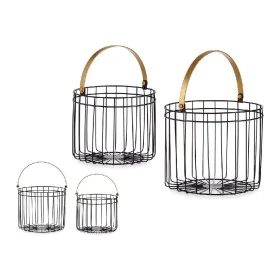 Basket Black Golden Metal 25 x 27 x 25 cm Cylindrical (2 pcs) by Gift Decor, Boxes - Ref: S3609547, Price: 14,45 €, Discount: %