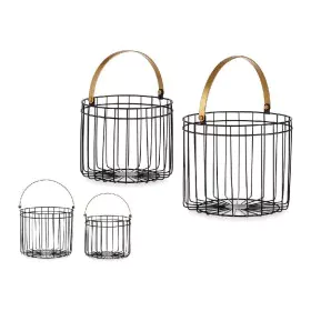 Cesta Negro Dorado Metal 25 x 27 x 25 cm Cilíndrica (2 pcs) de Gift Decor, Cajas - Ref: S3609547, Precio: 14,45 €, Descuento: %