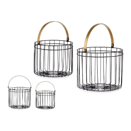 Cesta Negro Dorado Metal 25 x 27 x 25 cm Cilíndrica (2 pcs) de Gift Decor, Cajas - Ref: S3609547, Precio: 13,87 €, Descuento: %