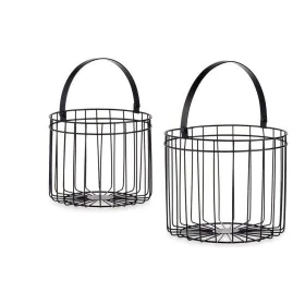 Panier Noir Métal 25 x 35 x 25 cm Cylindrique (2 pcs) de Gift Decor, Boîtes - Réf : S3609564, Prix : 14,45 €, Remise : %