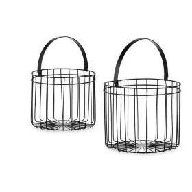 Basket Black Metal 25 x 35 x 25 cm Cylindrical (2 pcs) by Gift Decor, Boxes - Ref: S3609564, Price: 13,87 €, Discount: %