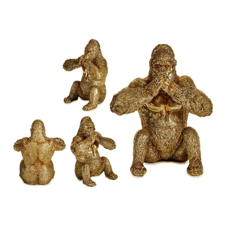 Figura Decorativa Gorila Dorado 11 x 18 x 16,2 cm de Gift Decor, Adornos - Ref: S3609568, Precio: 6,51 €, Descuento: %