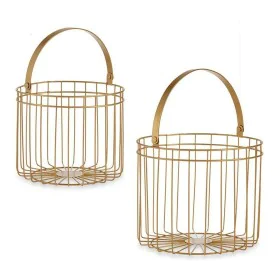 Basket Golden Metal 25 x 35 x 25 cm Cylindrical (2 pcs) by Gift Decor, Boxes - Ref: S3609569, Price: 14,45 €, Discount: %