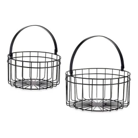 Panier Noir Métal 25 x 27 x 25 cm (2 pcs) de Gift Decor, Boîtes - Réf : S3609583, Prix : 12,63 €, Remise : %