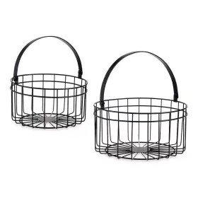 Basket Black Metal 25 x 27 x 25 cm (2 pcs) by Gift Decor, Boxes - Ref: S3609583, Price: 12,63 €, Discount: %