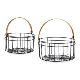 Korb Schwarz Gold Metall 25 x 27 x 25 cm (2 pcs) von Gift Decor, Boxen & Kästen - Ref: S3609601, Preis: 12,63 €, Rabatt: %