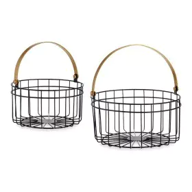 Panier Noir Doré Métal 25 x 27 x 25 cm (2 pcs) de Gift Decor, Boîtes - Réf : S3609601, Prix : 12,63 €, Remise : %