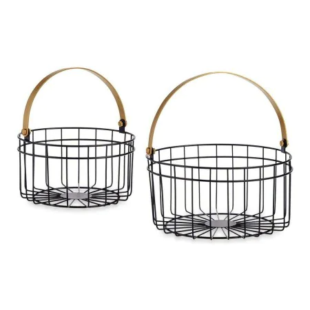 Cesta Negro Dorado Metal 25 x 27 x 25 cm (2 pcs) de Gift Decor, Cajas - Ref: S3609601, Precio: 12,12 €, Descuento: %