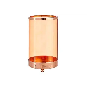 Candleholder Copper Amber Cylinder Metal Glass (9,7 x 16,5 x 9,7 cm) by Gift Decor, Candelabras and candle holders - Ref: S36...