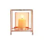 Candleholder Squared Copper Amber 11,5 x 12,6 x 11,5 cm Metal Glass by Gift Decor, Candelabras and candle holders - Ref: S360...