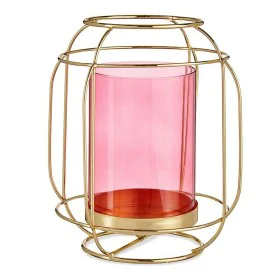 Portavelas Rosa Dorado Farol Metal Vidrio (19 x 20 x 19 cm) de Gift Decor, Candelabros y portavelas - Ref: S3609629, Precio: ...