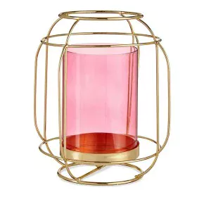 Bougeoir Rose Doré Lanterne Métal verre (19 x 20 x 19 cm) de Gift Decor, Bougeoirs et chandeliers - Réf : S3609629, Prix : 13...