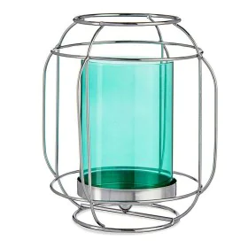 Bougeoir Argenté Bleu Lanterne Métal verre (19 x 20 x 19 cm) de Gift Decor, Bougeoirs et chandeliers - Réf : S3609632, Prix :...