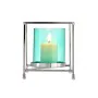 Kerzenschale karriert Silberfarben Blau 11,5 x 12,6 x 11,5 cm Metall Glas von Gift Decor, Kerzenständer und Kerzenhalter - Re...