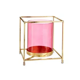 Portavelas Cuadrado Rosa Dorado 14 x 15,5 x 14 cm Metal Vidrio de Gift Decor, Candelabros y portavelas - Ref: S3609637, Preci...