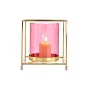 Kerzenschale karriert Rosa Gold 14 x 15,5 x 14 cm Metall Glas von Gift Decor, Kerzenständer und Kerzenhalter - Ref: S3609637,...