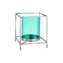 Kerzenschale karriert Silberfarben Blau 14 x 15,5 x 14 cm Metall Glas von Gift Decor, Kerzenständer und Kerzenhalter - Ref: S...