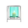 Portacandele Quadrato Argentato Azzurro 14 x 15,5 x 14 cm Metallo Vetro di Gift Decor, Candelieri e portacandele - Rif: S3609...