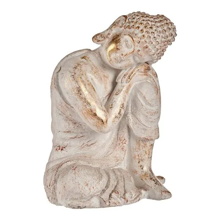 Decorative Garden Figure Buddha White/Gold Polyresin (28,5 x 43,5 x 37 cm) by Ibergarden, Statues - Ref: S3610546, Price: 52,...