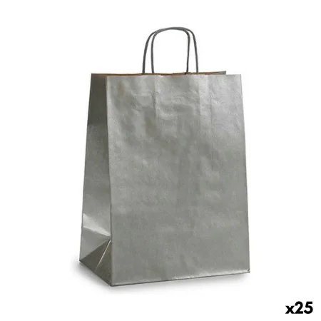 Paper Bag Silver (24 x 12 x 40 cm) (25 Units) by Pincello, Gift boxes and bags - Ref: S3614594, Price: 13,31 €, Discount: %