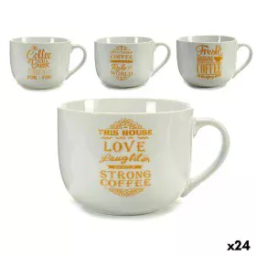 Taza Coffee Porcelana Dorado Blanco 500 ml 24 Unidades de BigBuy Home, Tazas - Ref: S3614982, Precio: 54,52 €, Descuento: %