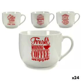 Taza Coffee Porcelana Rojo Blanco 500 ml 24 Unidades de BigBuy Home, Tazas - Ref: S3614983, Precio: 53,46 €, Descuento: %