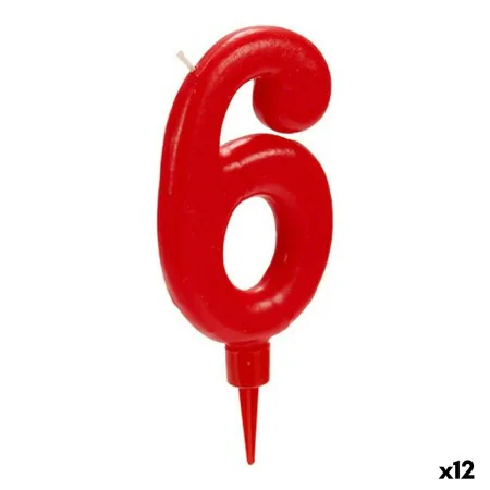 Bougie Anniversaire Numéro 6 Rouge (12 Unités) de BigBuy Home, Accessoires de fête - Réf : S3616147, Prix : 12,90 €, Remise : %