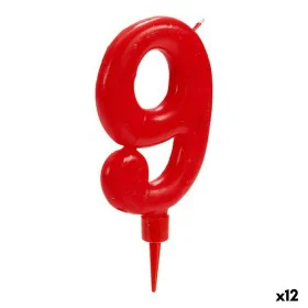 Bougie Anniversaire Rouge Numéro 9 (12 Unités) de BigBuy Home, Accessoires de fête - Réf : S3616164, Prix : 13,43 €, Remise : %