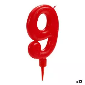 Candela Compleanno Rosso Numeri 9 (12 Unità) di BigBuy Home, Articoli per feste - Rif: S3616164, Prezzo: 13,43 €, Sconto: %