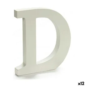 Letter D Wood White (1,8 x 21 x 17 cm) (12 Units) by Pincello, Letters & Numbers - Ref: S3616262, Price: 10,59 €, Discount: %