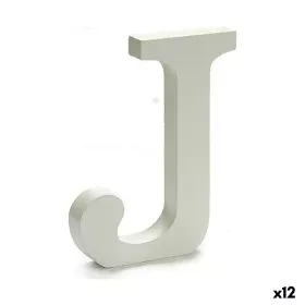 Letter J Wood White (1,8 x 21 x 17 cm) (12 Units) by Pincello, Letters & Numbers - Ref: S3616263, Price: 9,52 €, Discount: %