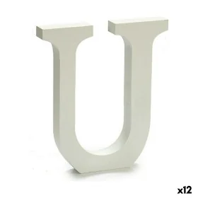 Letter U Wood White (1,8 x 21 x 17 cm) (12 Units) by Pincello, Letters & Numbers - Ref: S3616265, Price: 9,52 €, Discount: %