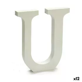 Letter U Wood White (1,8 x 21 x 17 cm) (12 Units) by Pincello, Letters & Numbers - Ref: S3616265, Price: 10,59 €, Discount: %