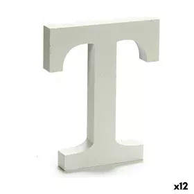 Letter T Wood White (1,8 x 21 x 17 cm) (12 Units) by Pincello, Letters & Numbers - Ref: S3616266, Price: 10,59 €, Discount: %