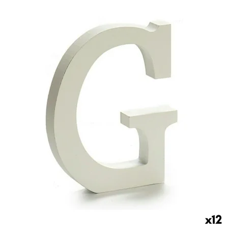 Letter G Wood White (1,8 x 21 x 17 cm) (12 Units) by Pincello, Letters & Numbers - Ref: S3616272, Price: 10,59 €, Discount: %