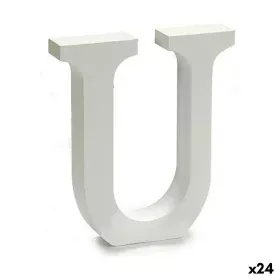 Letter U Wood White (2 x 16 x 14,5 cm) (24 Units) by Pincello, Letters & Numbers - Ref: S3616286, Price: 14,02 €, Discount: %