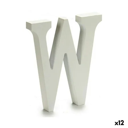 Letter W Wood White (1,8 x 21 x 17 cm) (12 Units) by Pincello, Letters & Numbers - Ref: S3616287, Price: 10,59 €, Discount: %